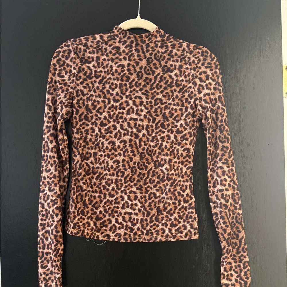Leopard Print Long Sleeve Women's Top - Brown